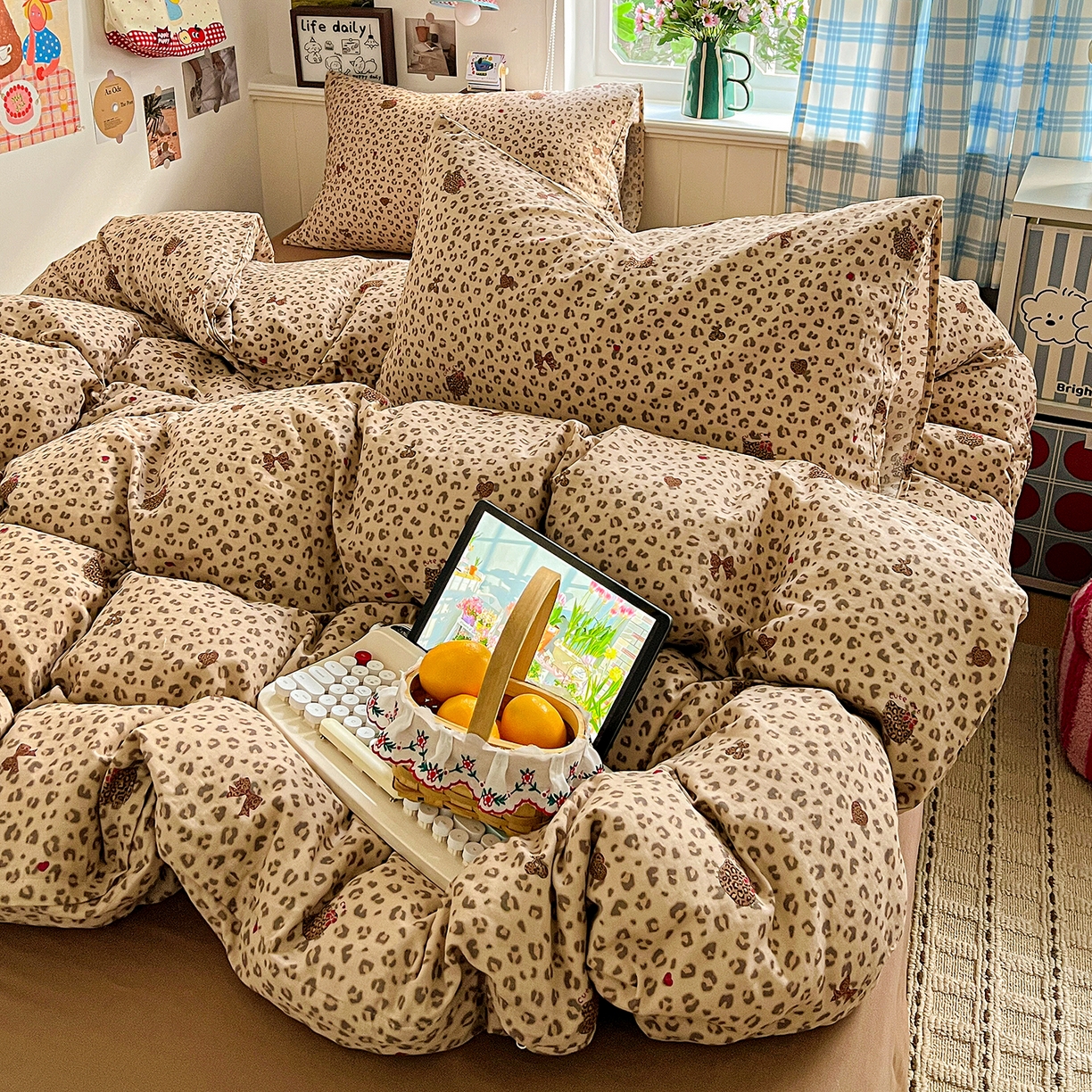 91家纺网 家纺一手货源 找家纺 焱博家纺 2026新款A类全棉双层纱系列单被套 千禧少女