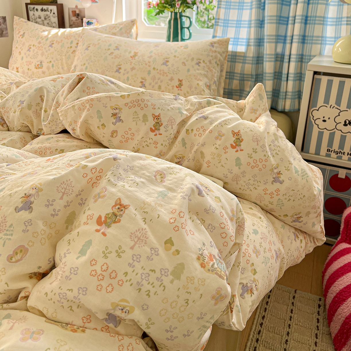 91家纺网 家纺一手货源 找家纺 焱博家纺 2026新款A类全棉双层纱系列单被套 闪电的朋友