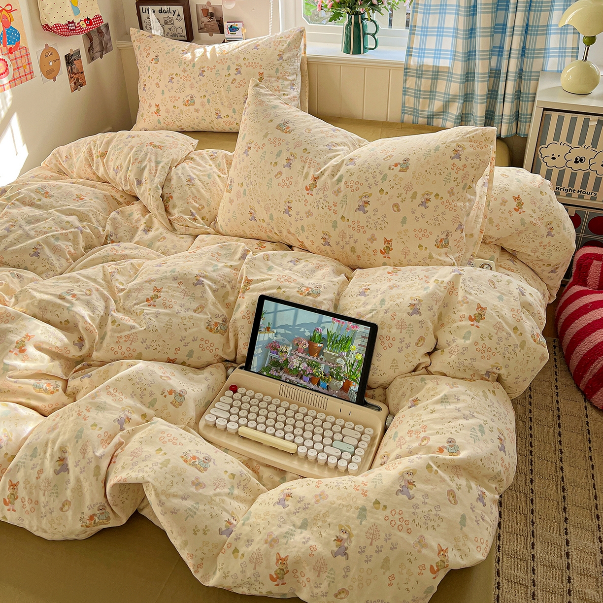 91家纺网 家纺一手货源 找家纺 焱博家纺 2026新款A类全棉双层纱系列单被套 闪电的朋友