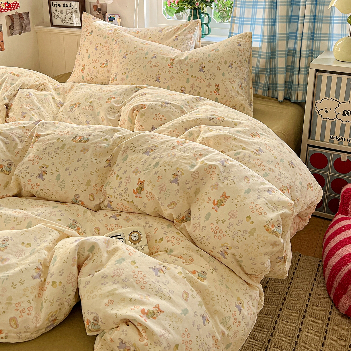 91家纺网 家纺一手货源 找家纺 焱博家纺 2026新款A类全棉双层纱系列单被套 闪电的朋友