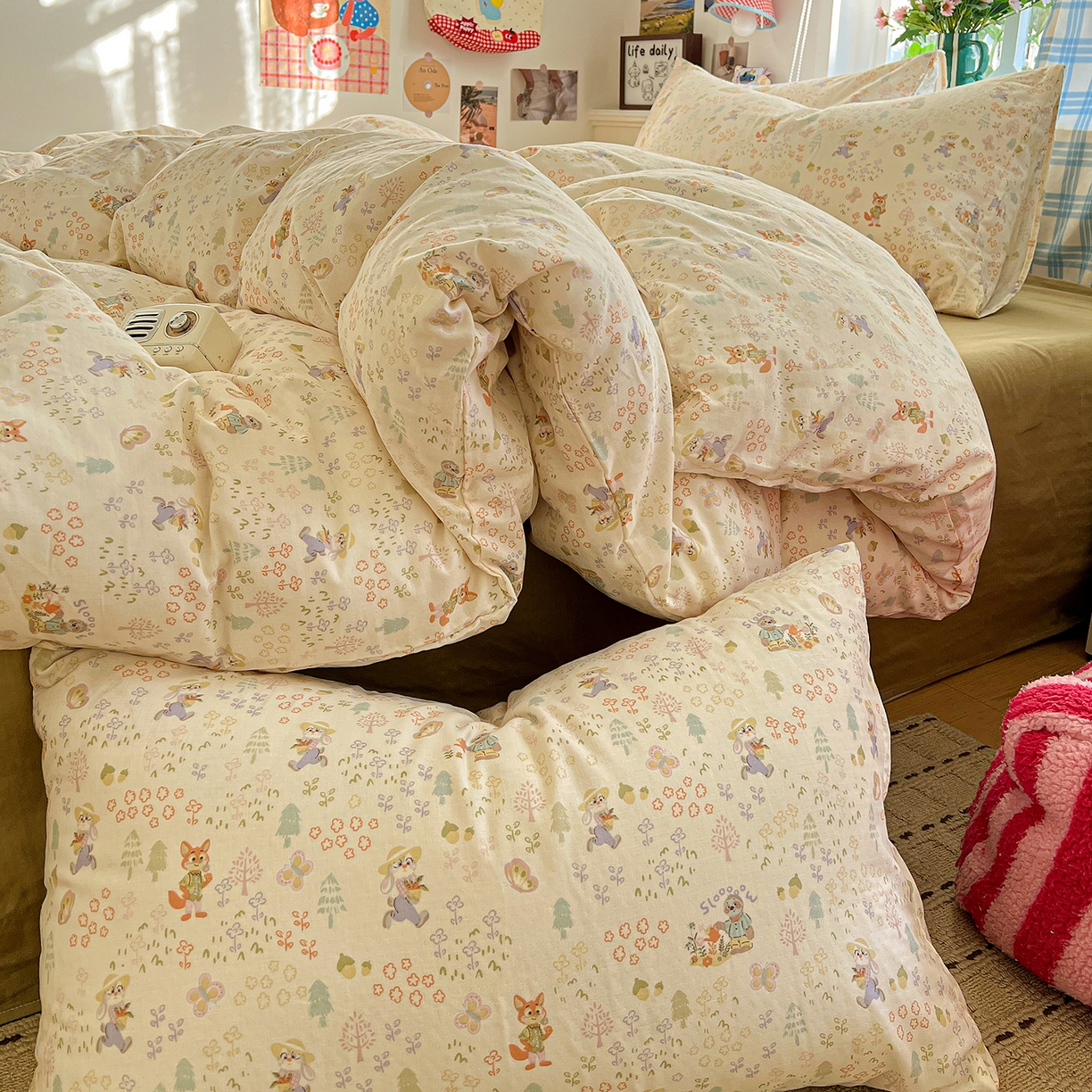 91家纺网 家纺一手货源 找家纺 焱博家纺 2026新款A类全棉双层纱系列单被套 闪电的朋友