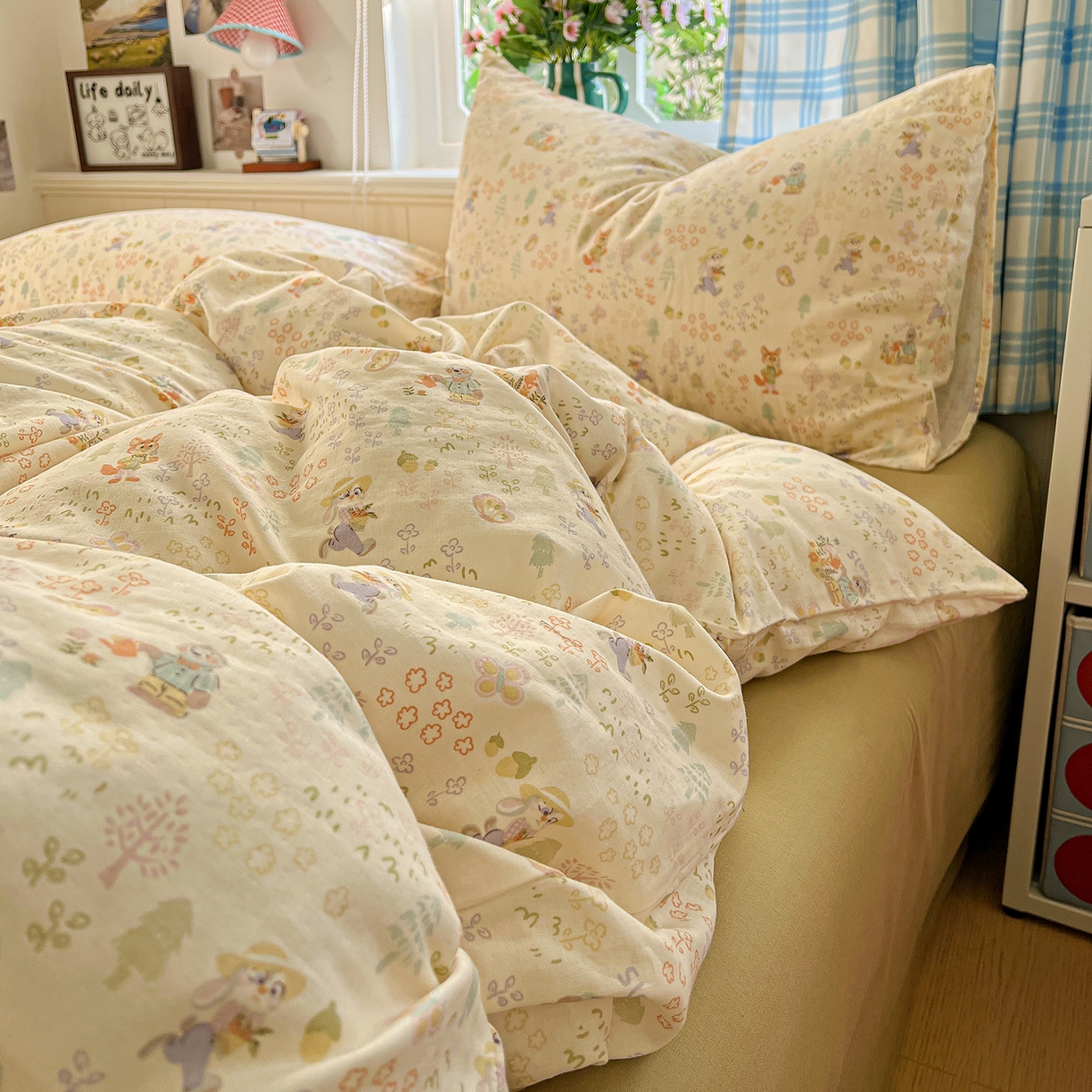 91家纺网 家纺一手货源 找家纺 焱博家纺 2026新款A类全棉双层纱系列单被套 闪电的朋友