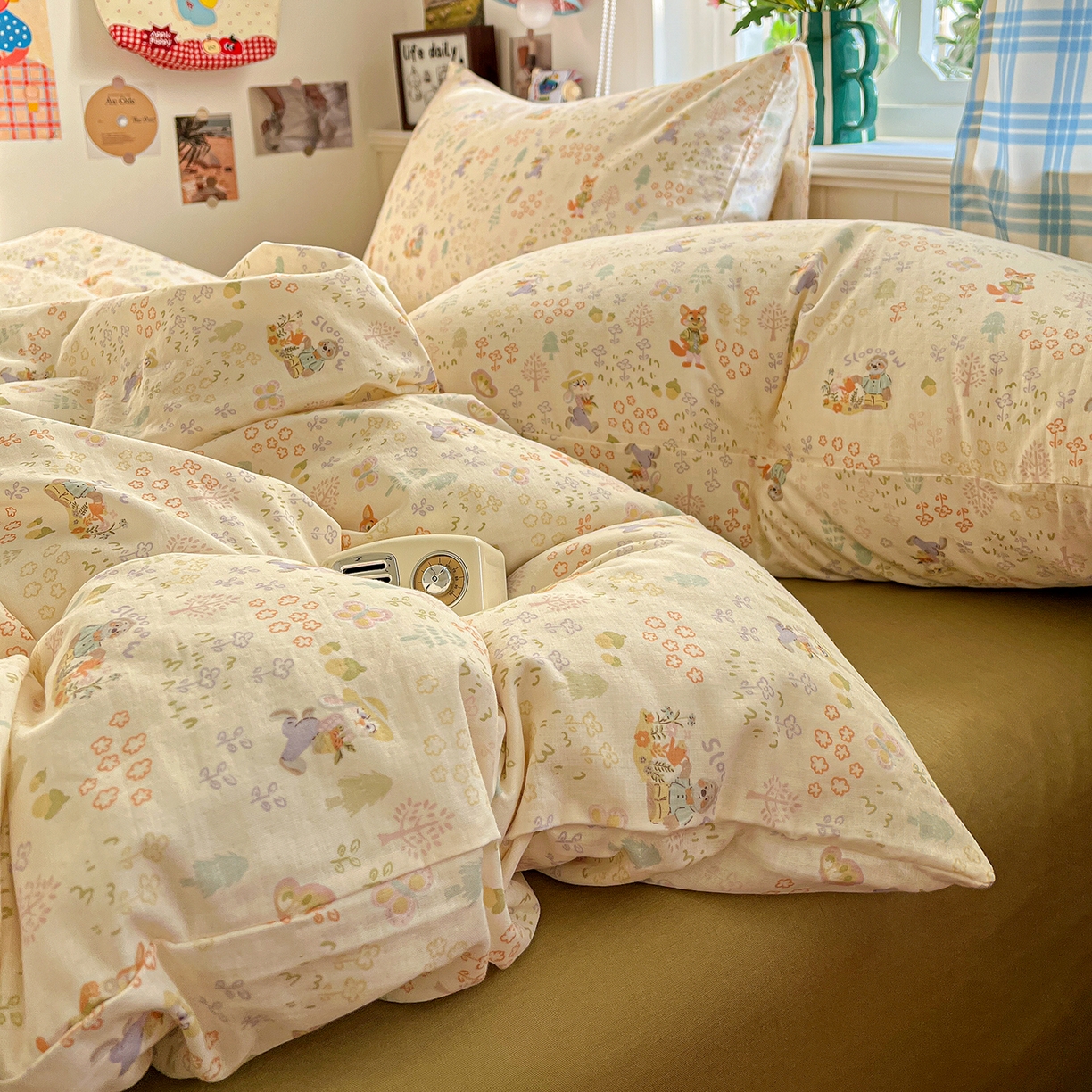 91家纺网 家纺一手货源 找家纺 焱博家纺 2026新款A类全棉双层纱系列单被套 闪电的朋友