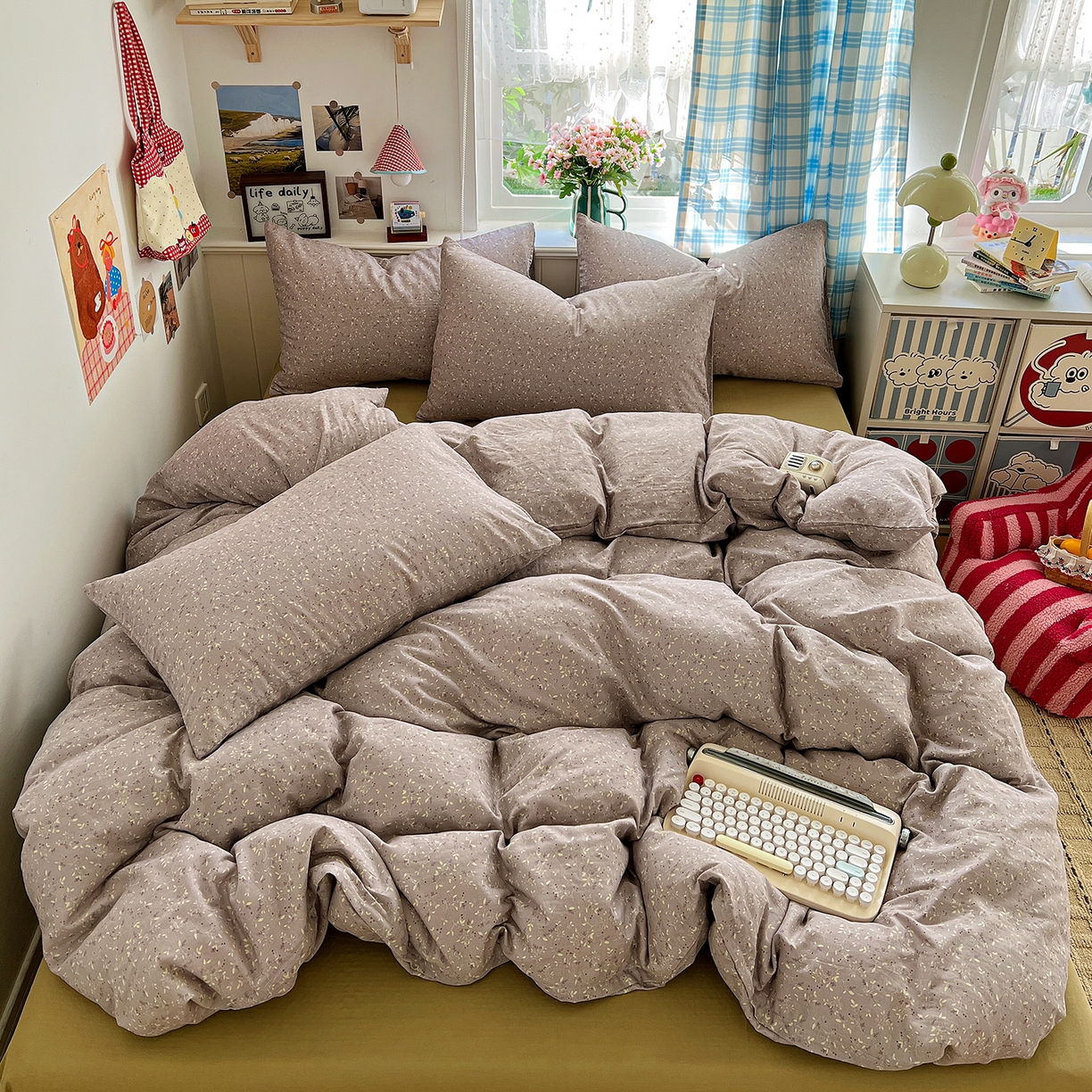 91家纺网 家纺一手货源 找家纺 焱博家纺 2026新款A类全棉双层纱系列单被套 温锦织