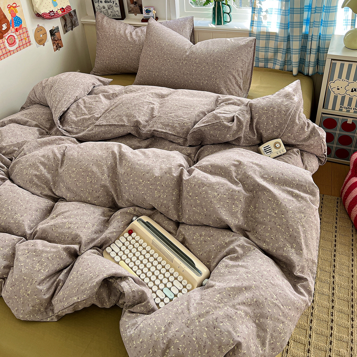 91家纺网 家纺一手货源 找家纺 焱博家纺 2026新款A类全棉双层纱系列单被套 温锦织