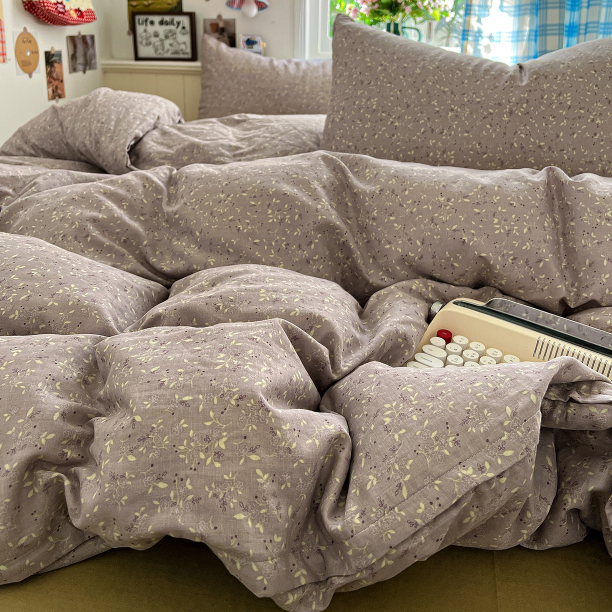 91家纺网 家纺一手货源 找家纺 焱博家纺 2026新款A类全棉双层纱系列单被套 温锦织