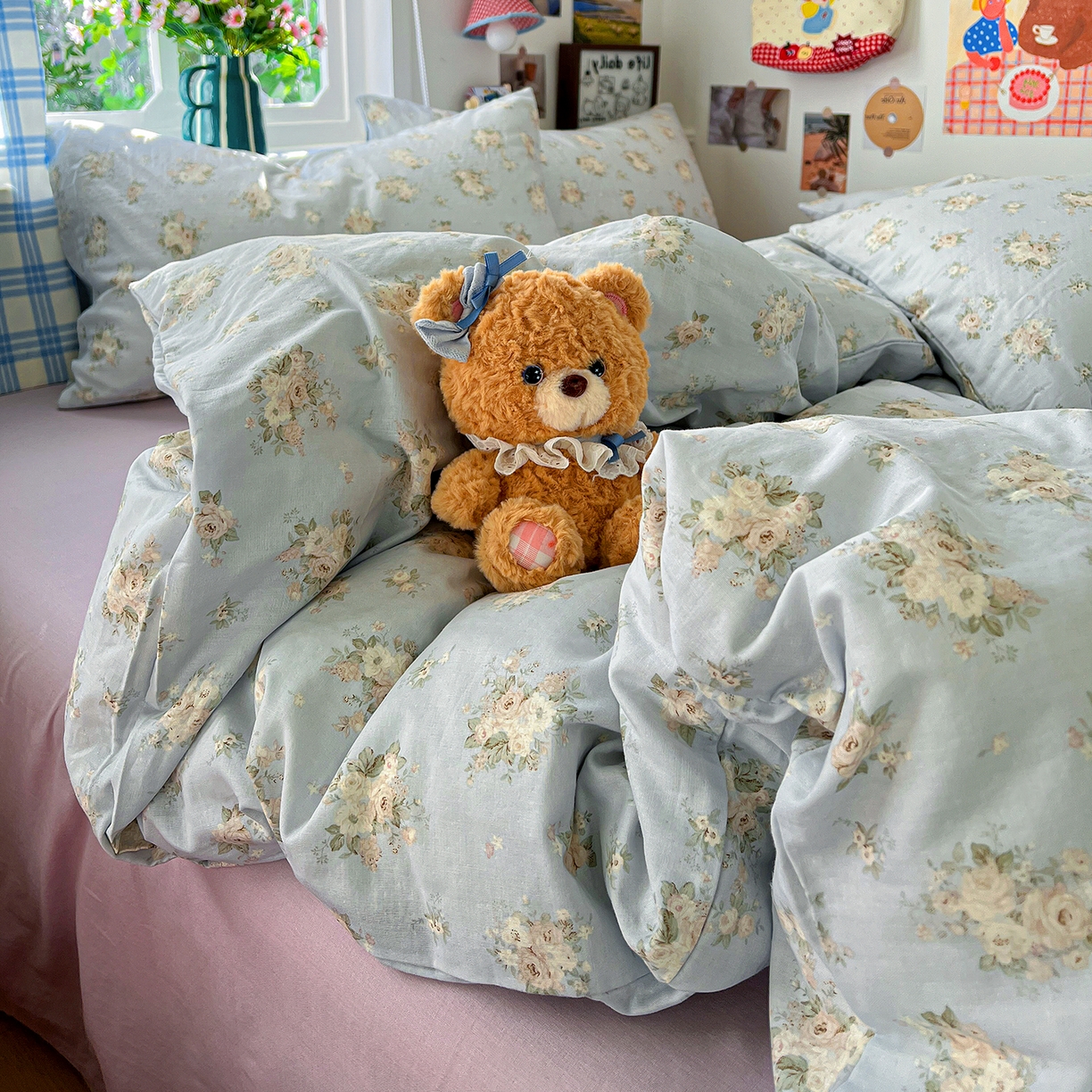 91家纺网 家纺一手货源 找家纺 焱博家纺 2026新款A类全棉双层纱系列单被套 夏日牡丹