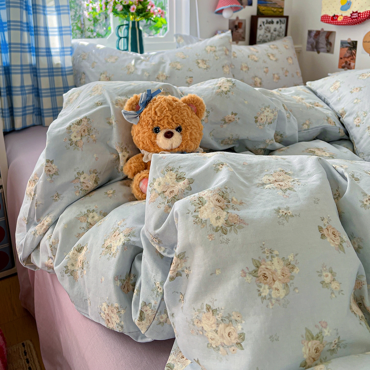 91家纺网 家纺一手货源 找家纺 焱博家纺 2026新款A类全棉双层纱系列单被套 夏日牡丹