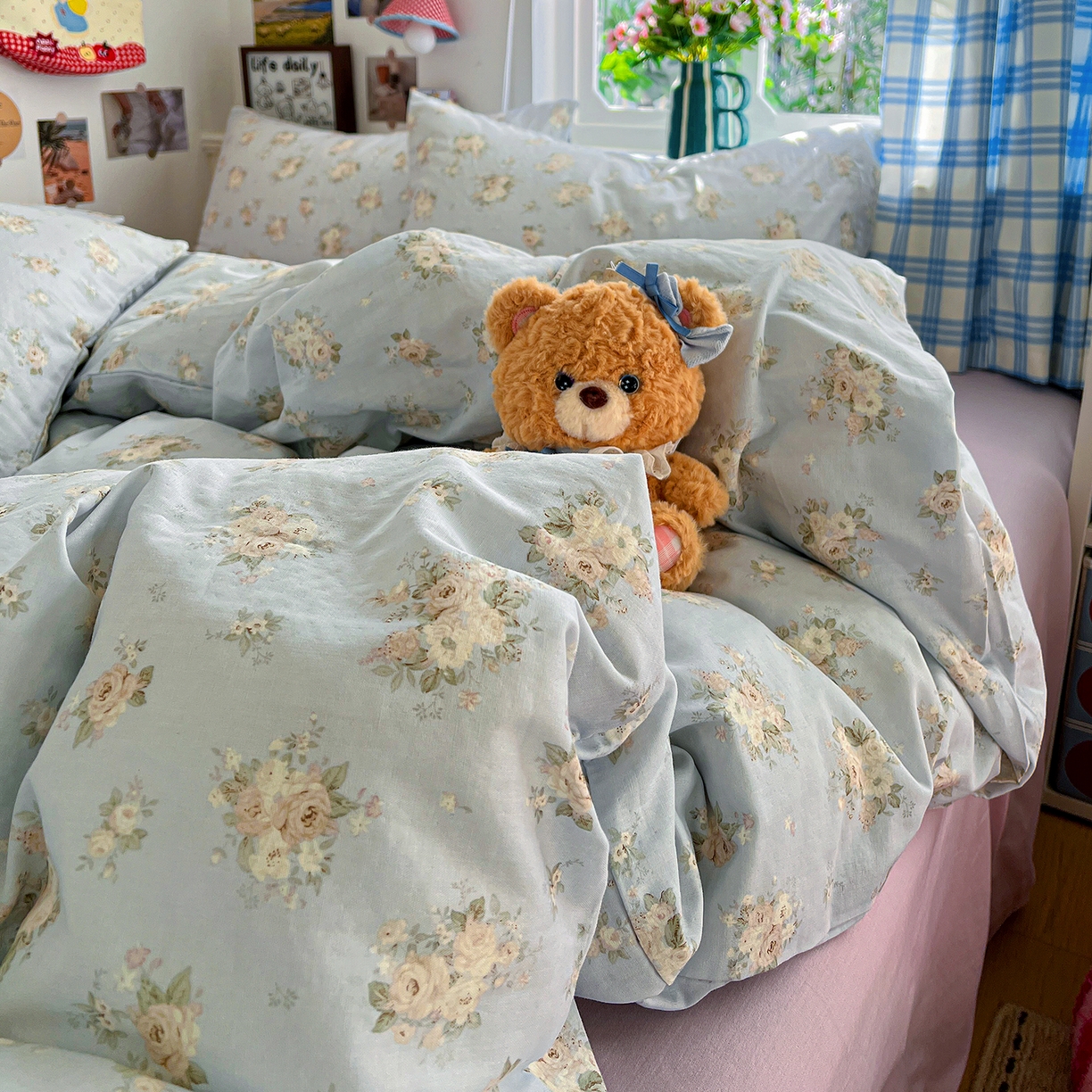 91家纺网 家纺一手货源 找家纺 焱博家纺 2026新款A类全棉双层纱系列单被套 夏日牡丹