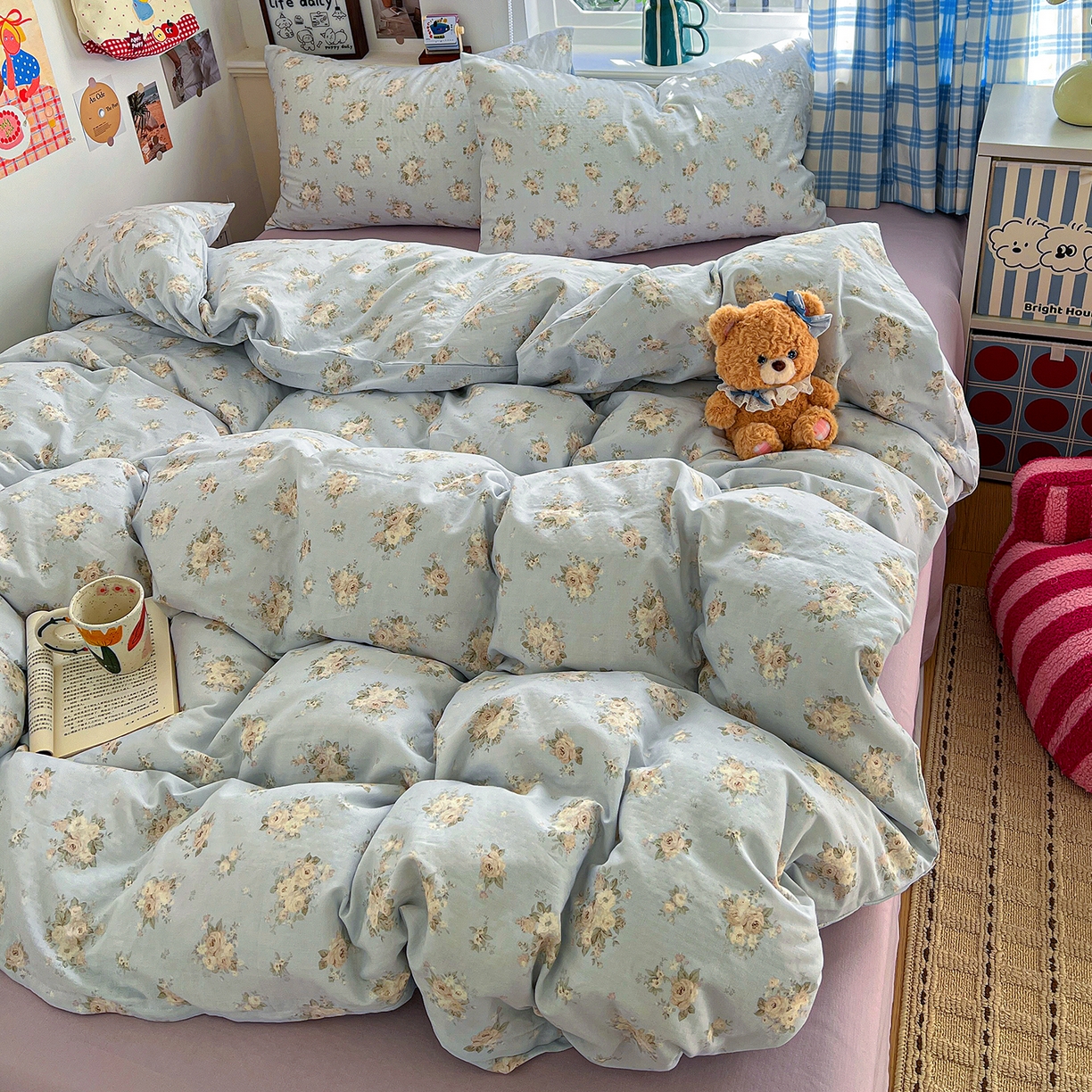 91家纺网 家纺一手货源 找家纺 焱博家纺 2026新款A类全棉双层纱系列单被套 夏日牡丹