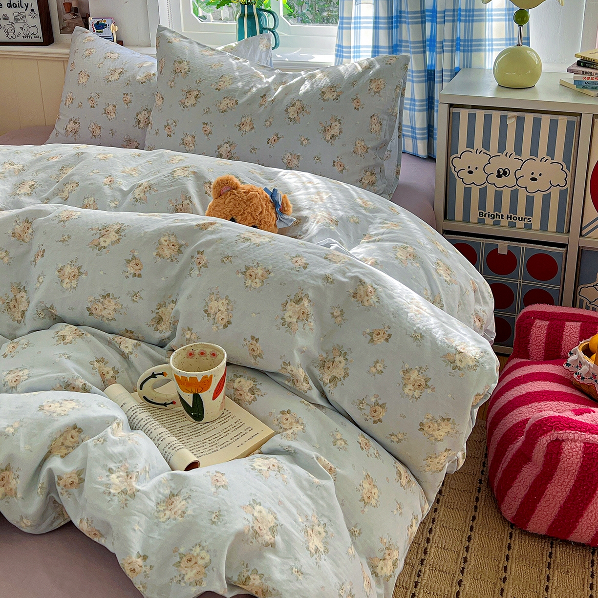 91家纺网 家纺一手货源 找家纺 焱博家纺 2026新款A类全棉双层纱系列单被套 夏日牡丹