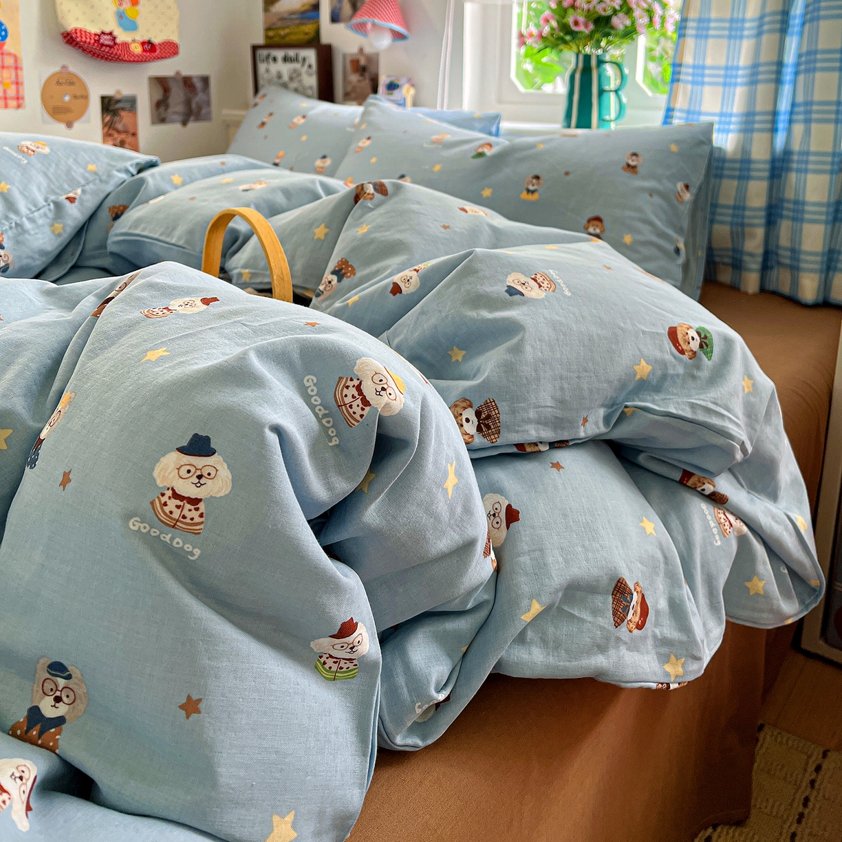 91家纺网 家纺一手货源 找家纺 焱博家纺 2026新款A类全棉双层纱系列单被套 眼镜家族