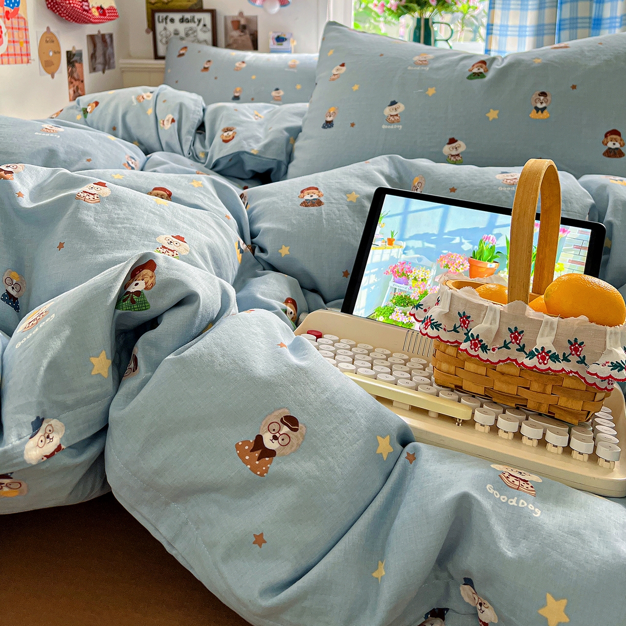 91家纺网 家纺一手货源 找家纺 焱博家纺 2026新款A类全棉双层纱系列单被套 眼镜家族