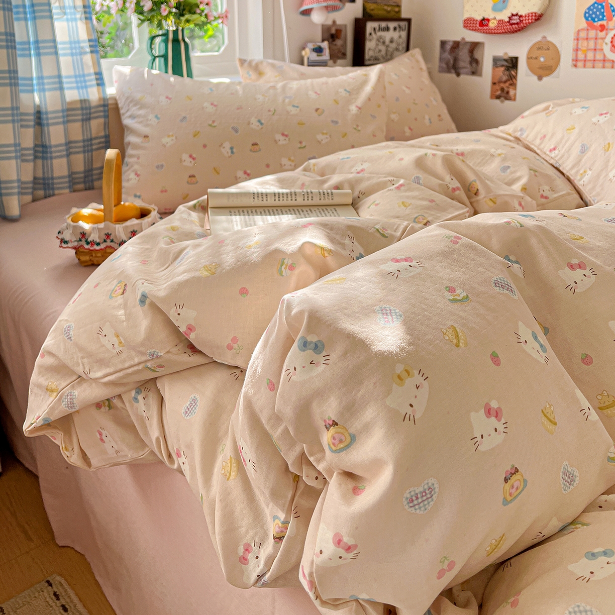 91家纺网 家纺一手货源 找家纺 焱博家纺 2026新款A类全棉双层纱系列单被套 月铃喵喵