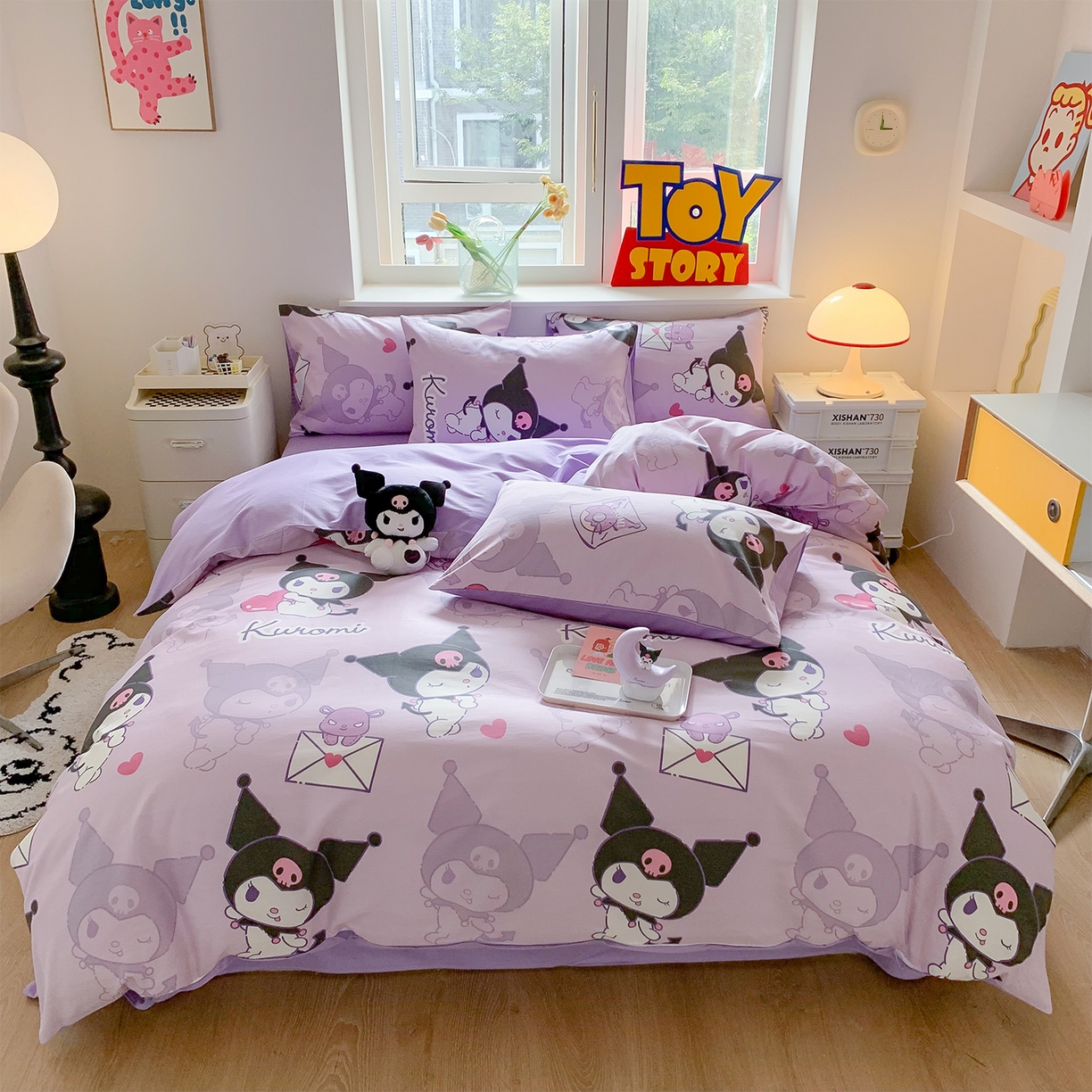 91家纺网 家纺一手货源 找家纺 玉元坊 2026新款正版授权三丽鸥系列全棉纯棉床单四件套学生三件套-库洛米系列 库洛米【简约款】