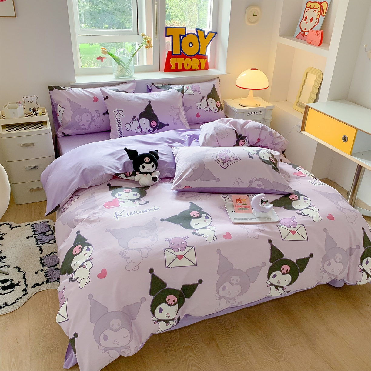 91家纺网 家纺一手货源 找家纺 玉元坊 2026新款正版授权三丽鸥系列全棉纯棉床单四件套学生三件套-库洛米系列 库洛米【简约款】