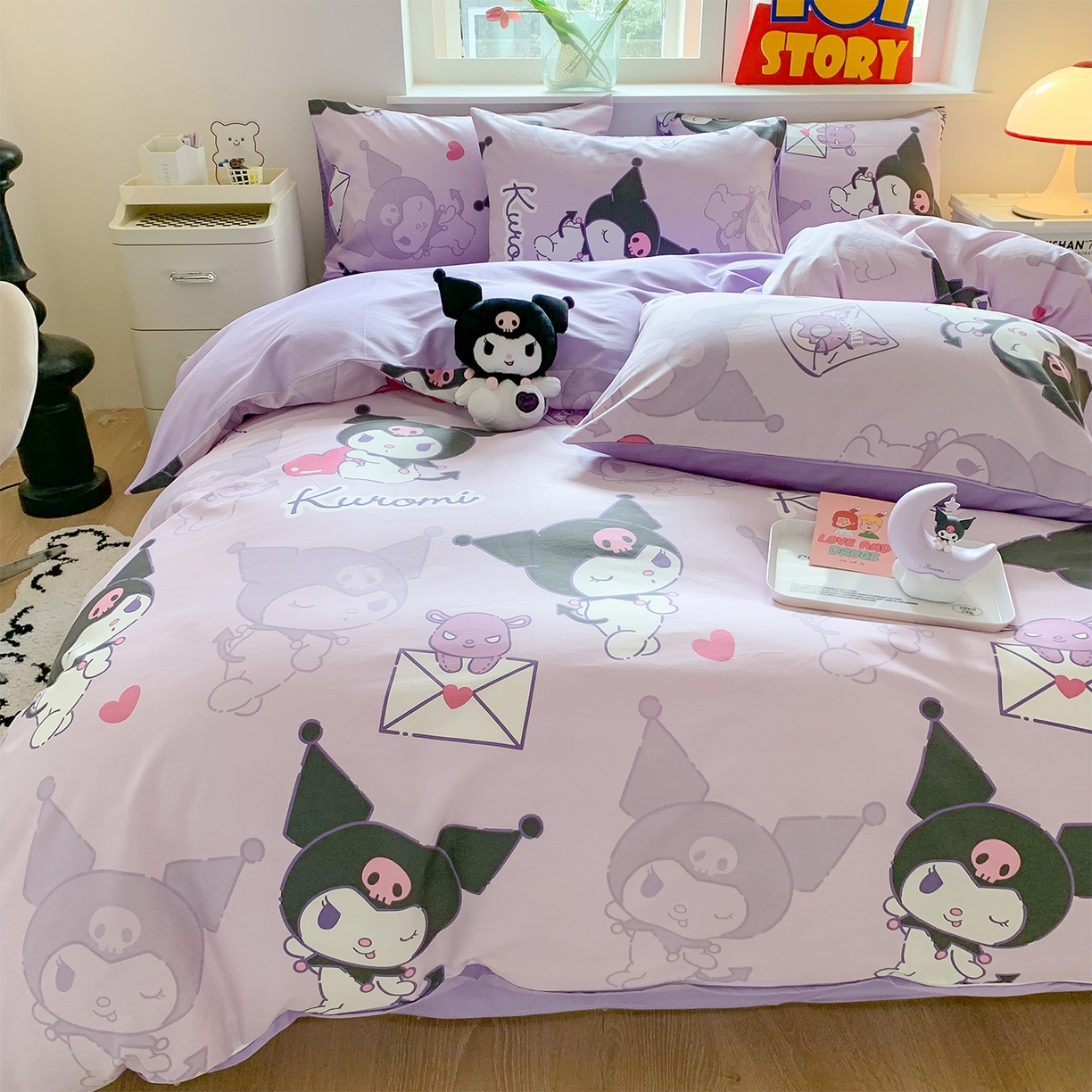 91家纺网 家纺一手货源 找家纺 玉元坊 2026新款正版授权三丽鸥系列全棉纯棉床单四件套学生三件套-库洛米系列 库洛米【简约款】