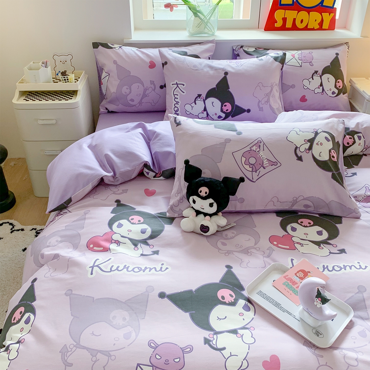 91家纺网 家纺一手货源 找家纺 玉元坊 2026新款正版授权三丽鸥系列全棉纯棉床单四件套学生三件套-库洛米系列 库洛米【简约款】