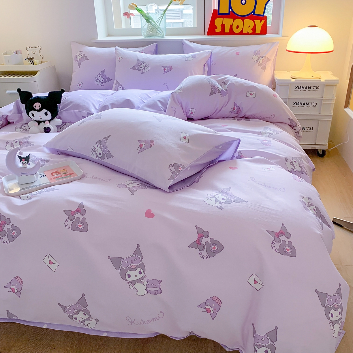 91家纺网 家纺一手货源 找家纺 玉元坊 2026新款正版授权三丽鸥系列全棉纯棉床单四件套学生三件套-库洛米系列 库洛米宝贝【简约款】