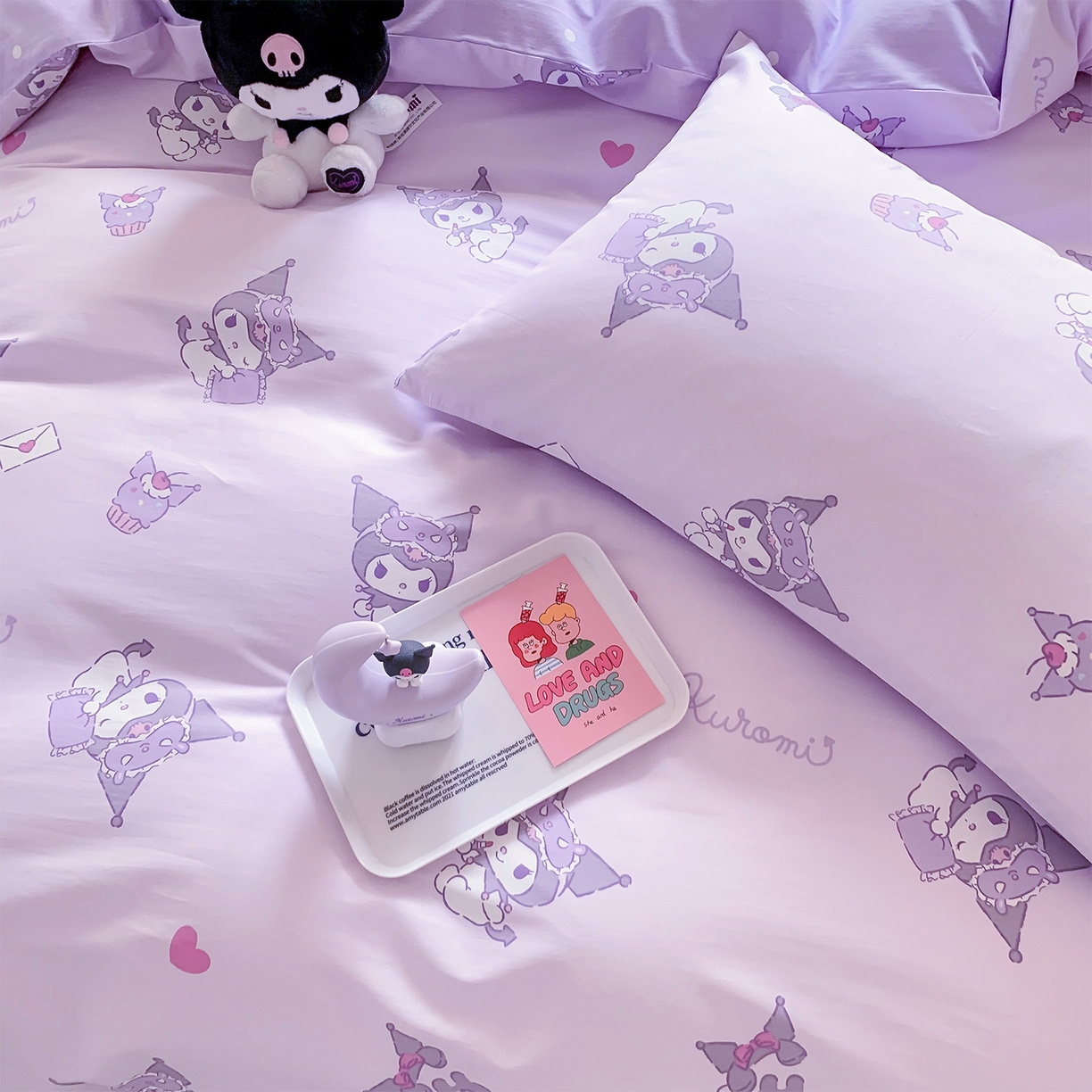 91家纺网 家纺一手货源 找家纺 玉元坊 2026新款正版授权三丽鸥系列全棉纯棉床单四件套学生三件套-库洛米系列 库洛米宝贝【简约款】