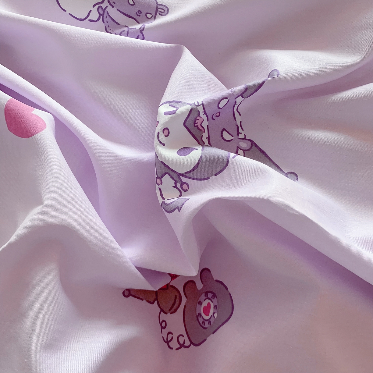 91家纺网 家纺一手货源 找家纺 玉元坊 2026新款正版授权三丽鸥系列全棉纯棉床单四件套学生三件套-库洛米系列 库洛米宝贝【简约款】