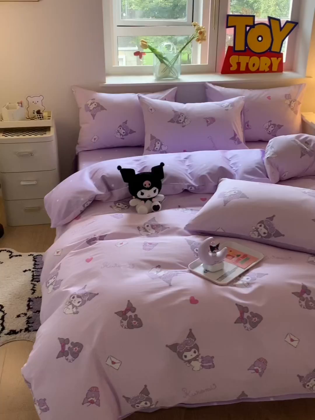 91家纺网 家纺一手货源 找家纺 玉元坊 2026新款正版授权三丽鸥系列全棉纯棉床单四件套学生三件套-库洛米系列 库洛米宝贝【简约款】