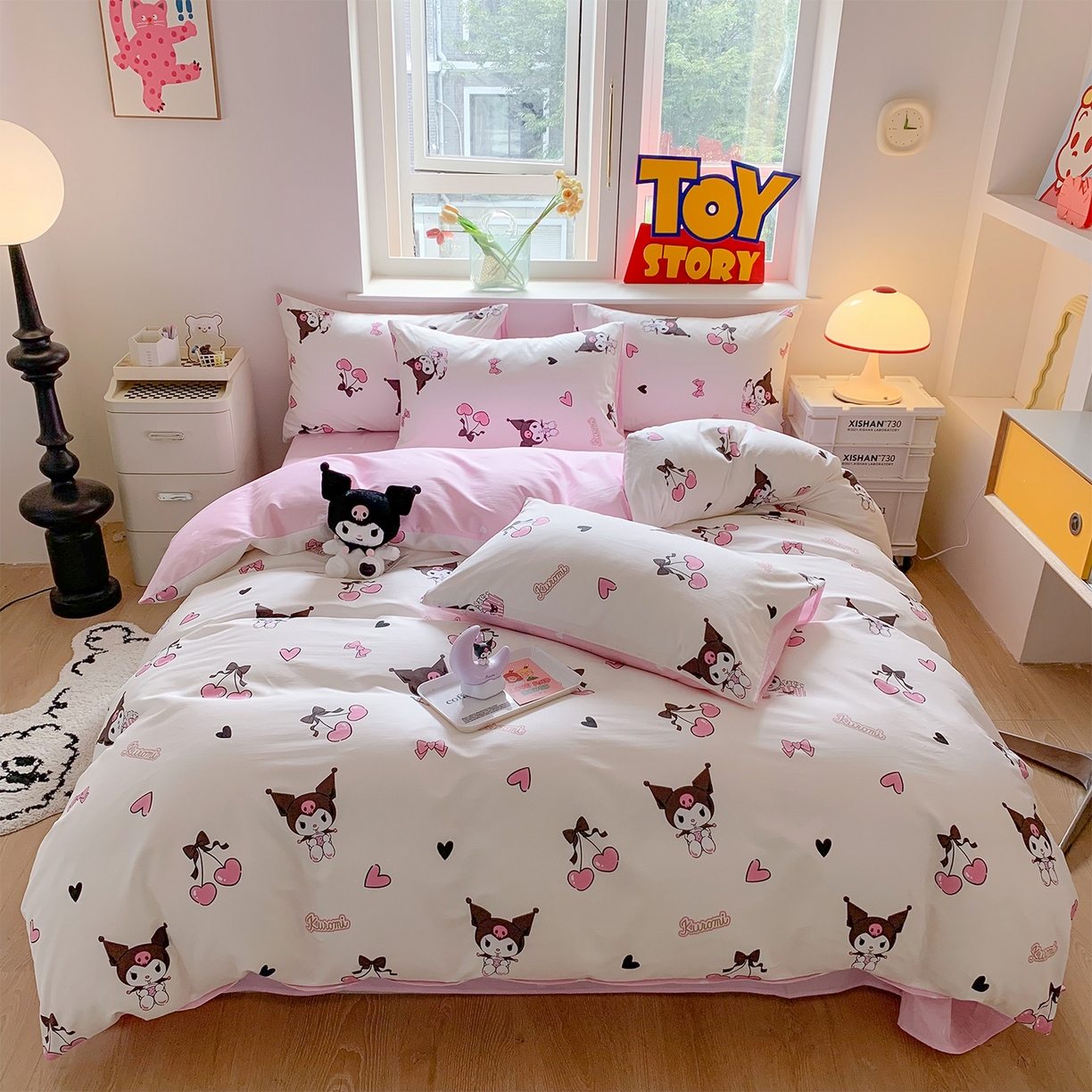 玉元坊 2026新款正版授权三丽鸥系列全棉纯棉床单四件套学生三件套-库洛米系列 樱桃库洛米【简约款】