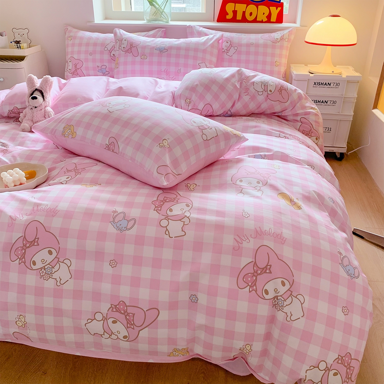 91家纺网 家纺一手货源 找家纺 （总）玉元坊 2026新款正版授权三丽鸥系列全棉纯棉床单四件套学生三件套-美乐蒂系列