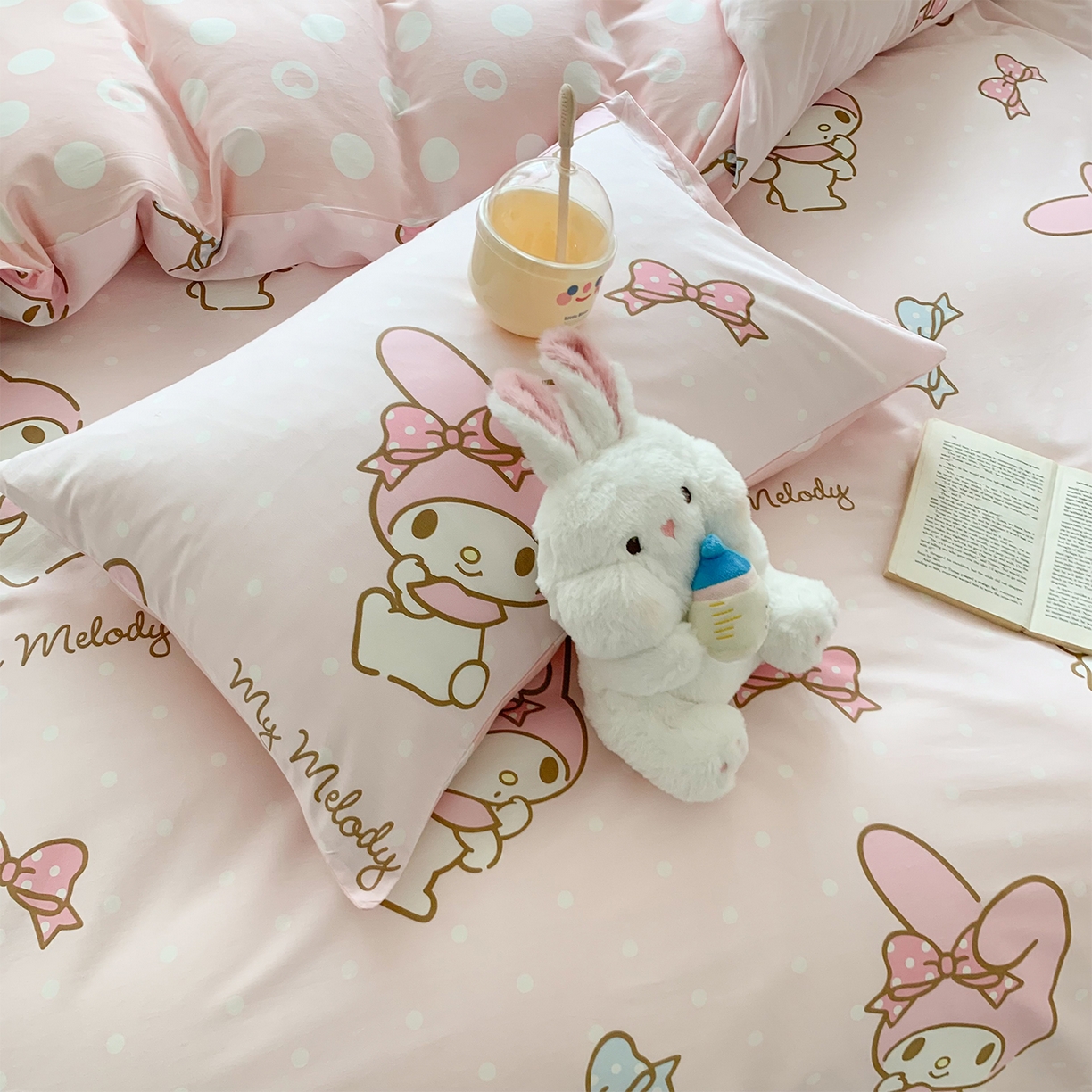 91家纺网 家纺一手货源 找家纺 玉元坊 2026新款正版授权三丽鸥系列全棉纯棉床单四件套学生三件套-美乐蒂系列 蝴蝶结美乐蒂【简约款】