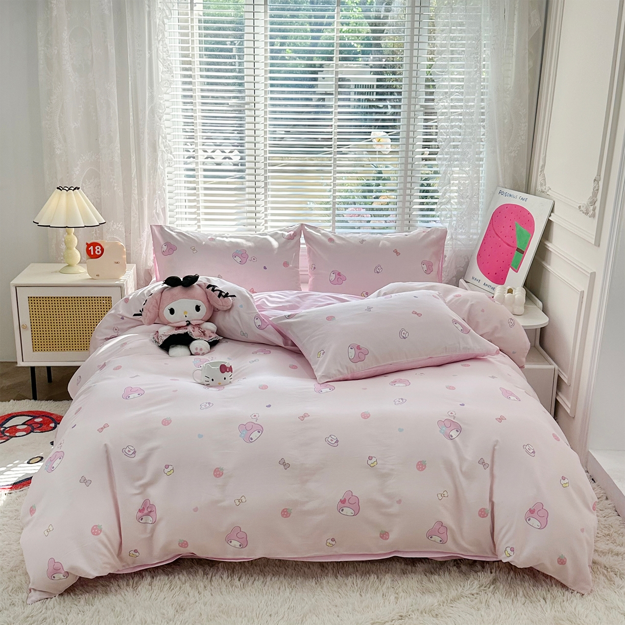 玉元坊 2026新款正版授权三丽鸥系列全棉纯棉床单四件套学生三件套-美乐蒂系列 可可美乐蒂【简约款】