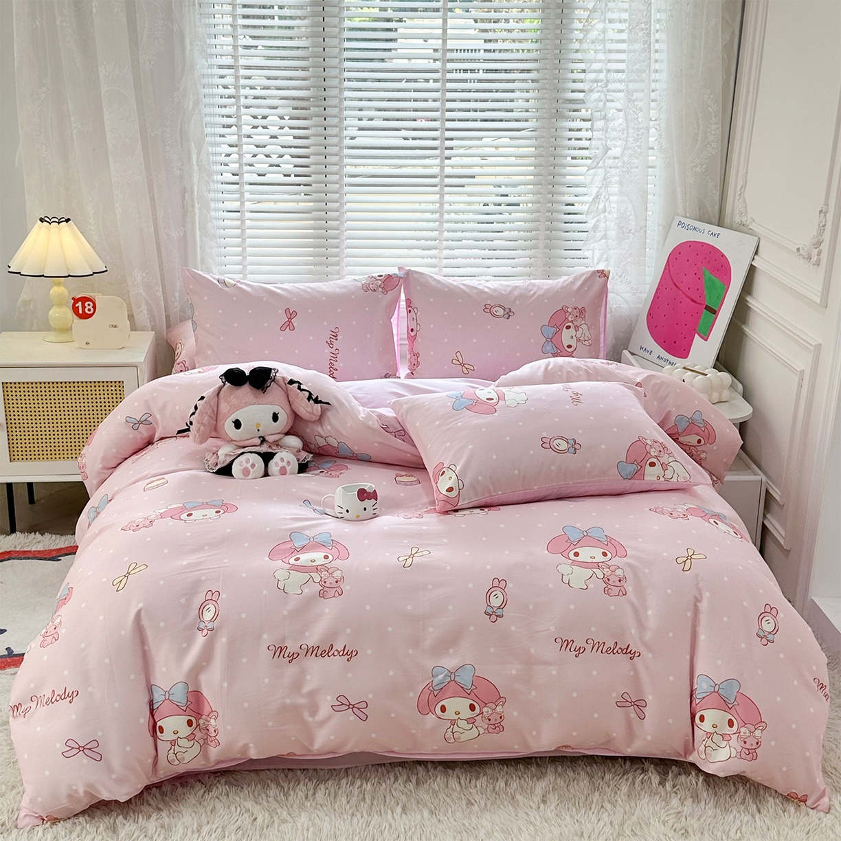 玉元坊 2026新款正版授权三丽鸥系列全棉纯棉床单四件套学生三件套-美乐蒂系列 魔法美乐蒂【简约款】