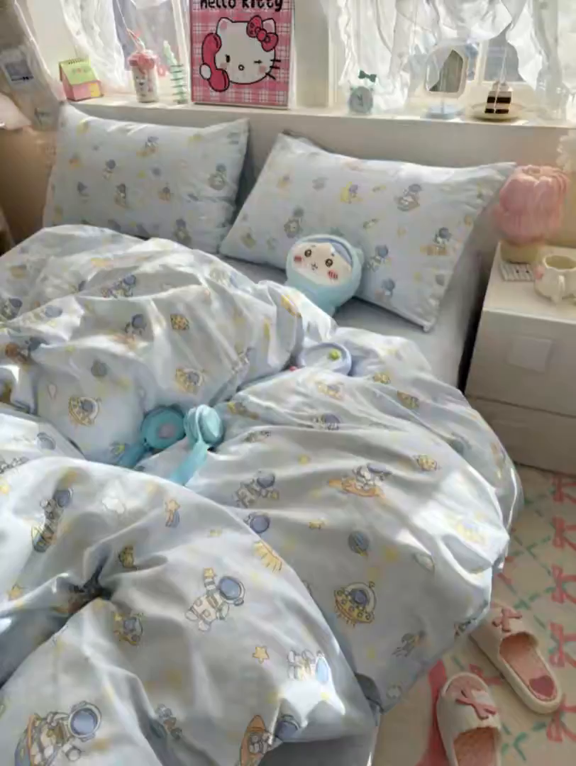 91家纺网 家纺一手货源 找家纺 名兮家居 2026跑量款全棉印花四件套 遨游星际