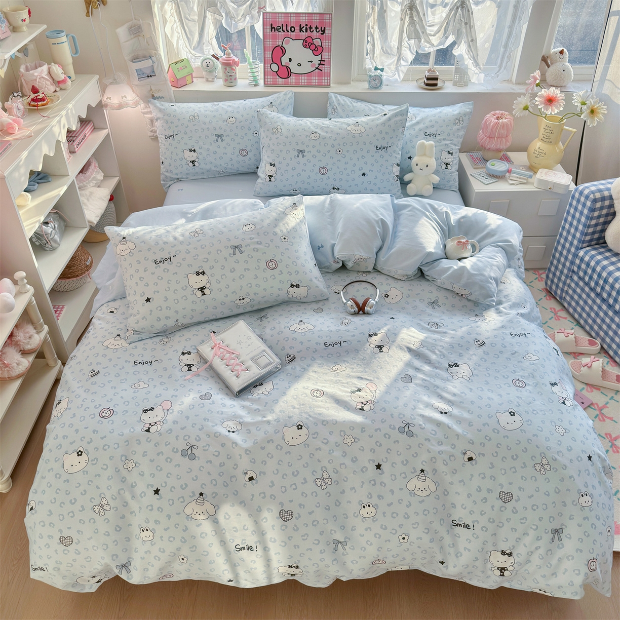 91家纺网 家纺一手货源 找家纺 名兮家居 2026跑量款全棉印花四件套 豹纹猫咪