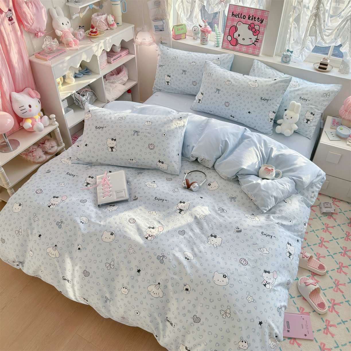 91家纺网 家纺一手货源 找家纺 名兮家居 2026跑量款全棉印花四件套 豹纹猫咪