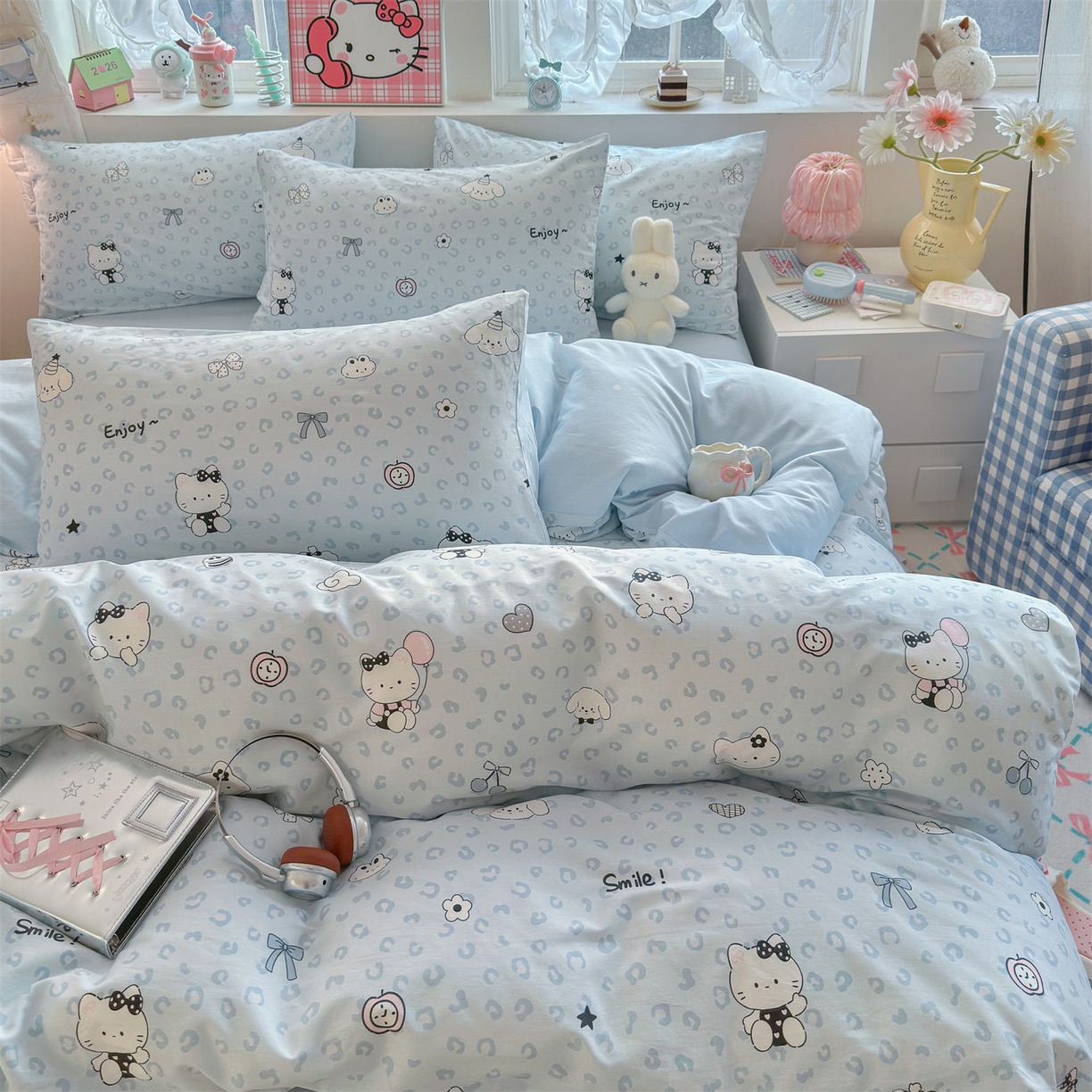 91家纺网 家纺一手货源 找家纺 名兮家居 2026跑量款全棉印花四件套 豹纹猫咪