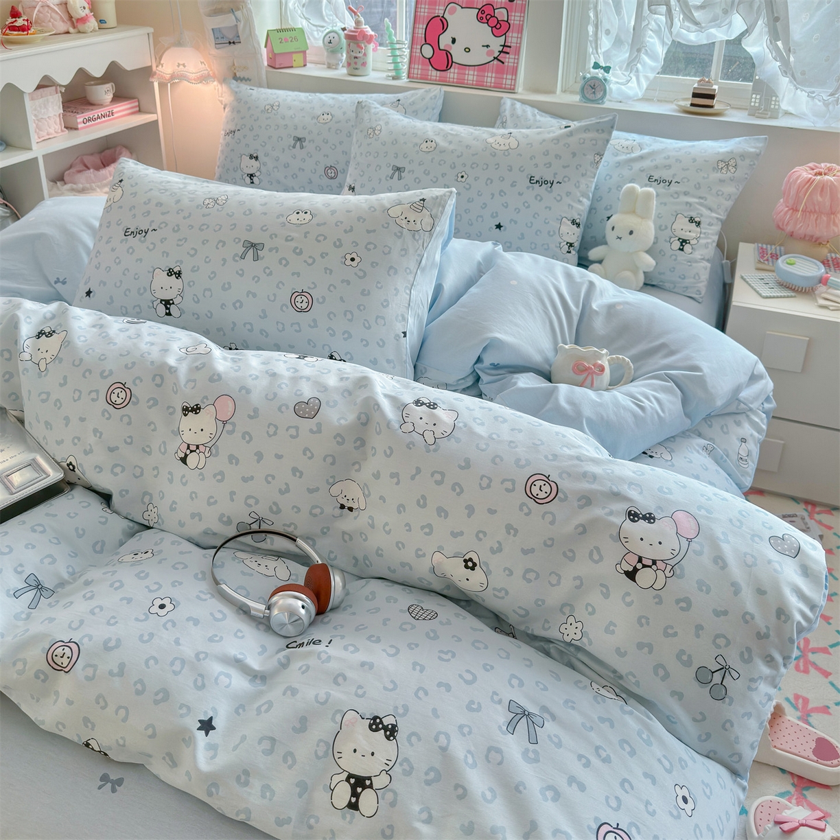 91家纺网 家纺一手货源 找家纺 名兮家居 2026跑量款全棉印花四件套 豹纹猫咪