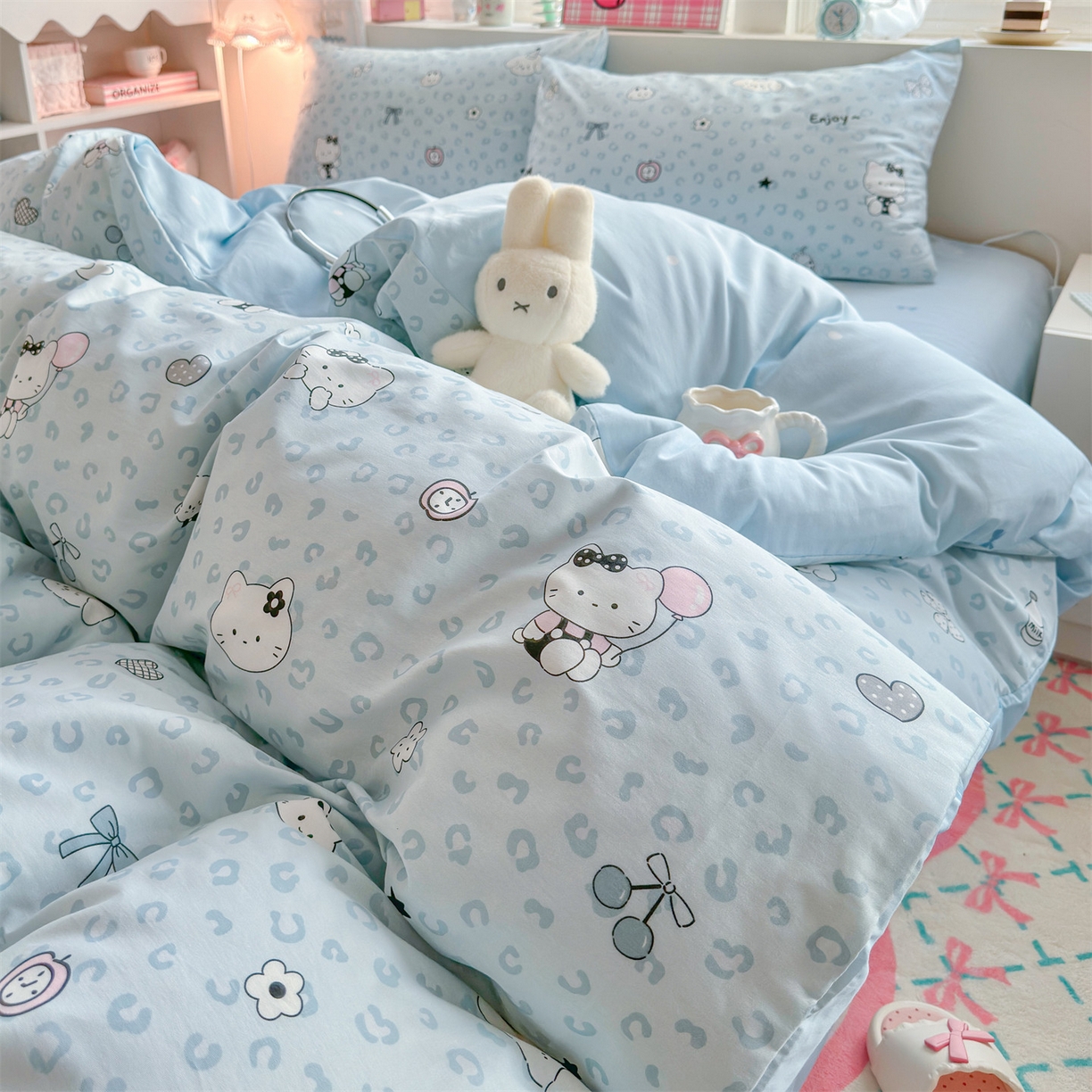 91家纺网 家纺一手货源 找家纺 名兮家居 2026跑量款全棉印花四件套 豹纹猫咪