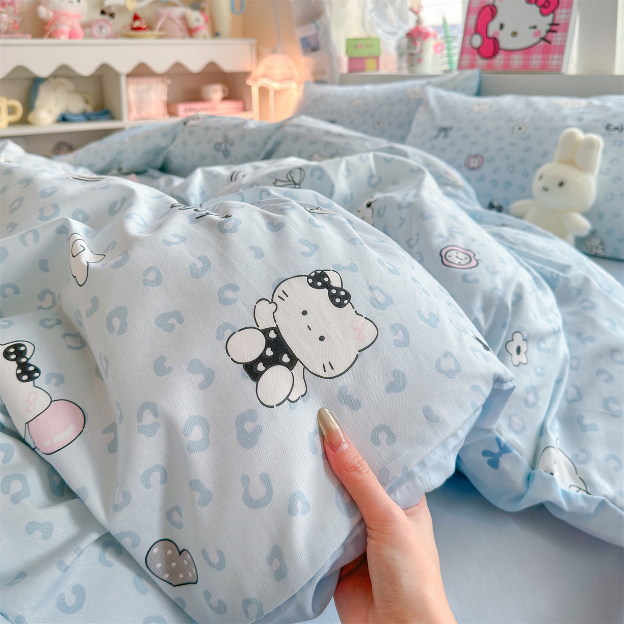 91家纺网 家纺一手货源 找家纺 名兮家居 2026跑量款全棉印花四件套 豹纹猫咪