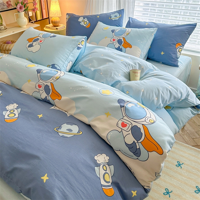 91家纺网 家纺一手货源 找家纺 名兮家居 2026跑量款全棉印花四件套 畅游星球