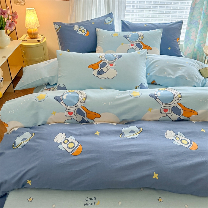 91家纺网 家纺一手货源 找家纺 名兮家居 2026跑量款全棉印花四件套 畅游星球