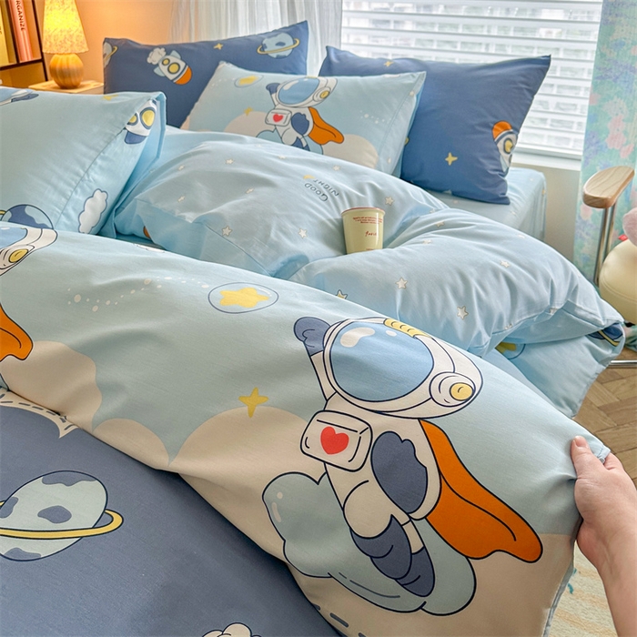 91家纺网 家纺一手货源 找家纺 名兮家居 2026跑量款全棉印花四件套 畅游星球