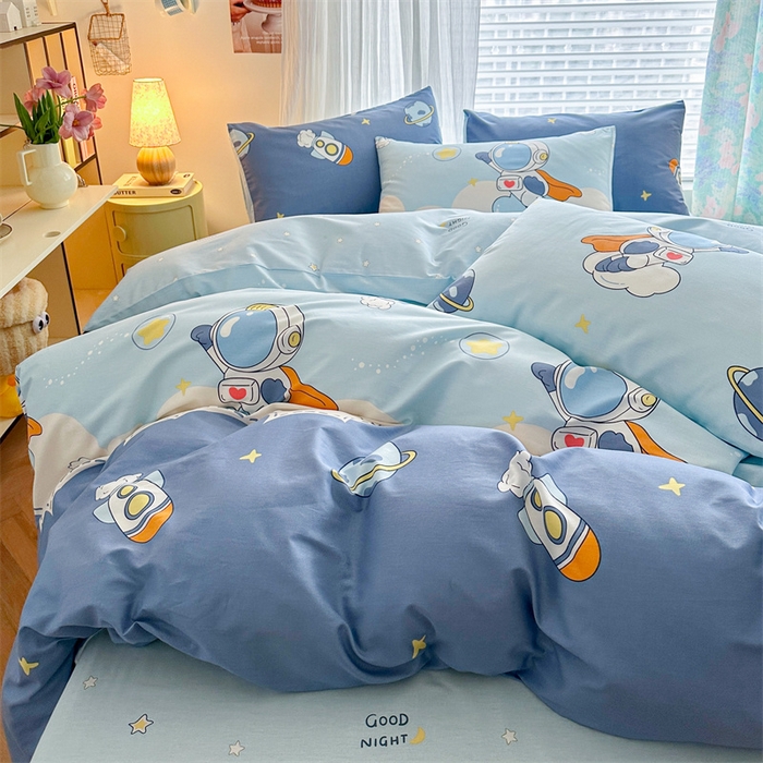 91家纺网 家纺一手货源 找家纺 名兮家居 2026跑量款全棉印花四件套 畅游星球