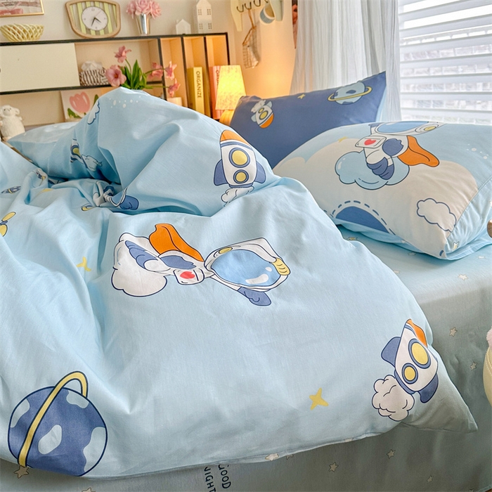 91家纺网 家纺一手货源 找家纺 名兮家居 2026跑量款全棉印花四件套 畅游星球