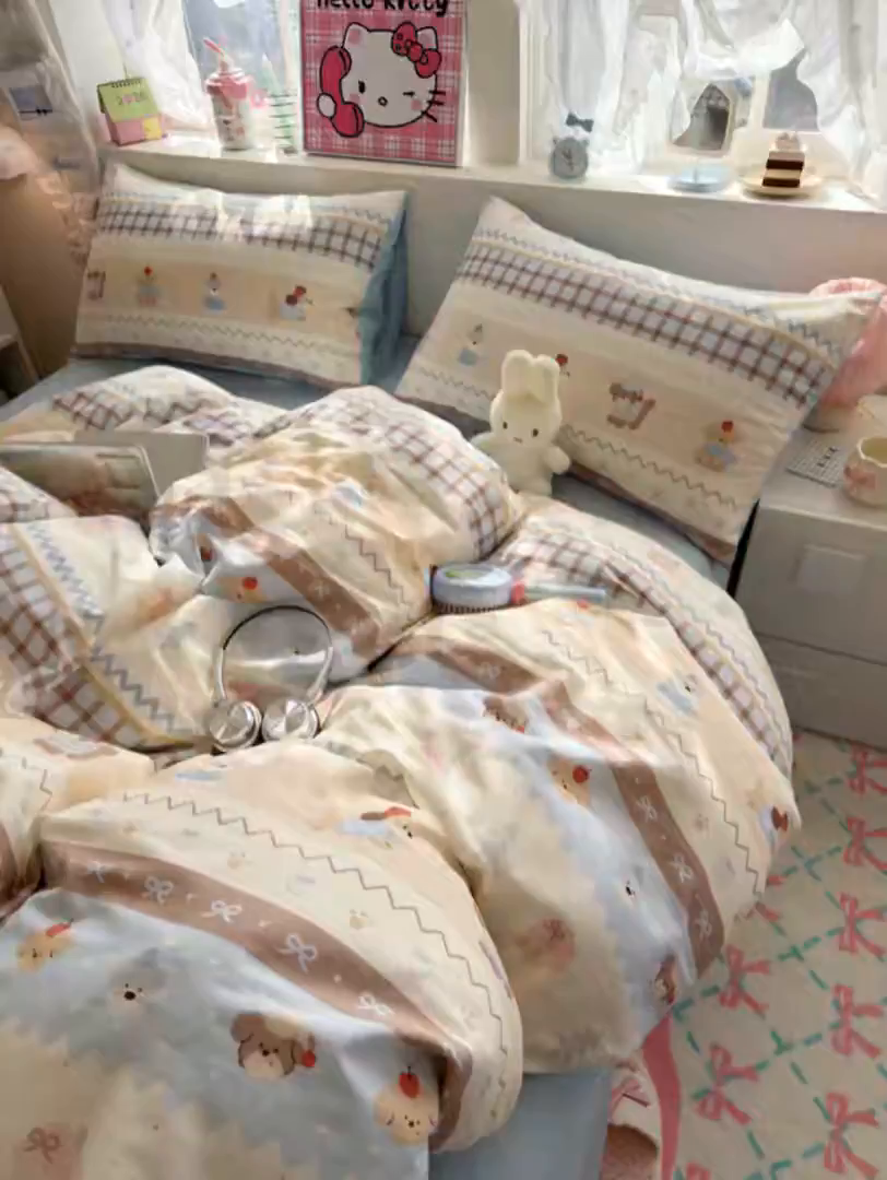 91家纺网 家纺一手货源 找家纺 名兮家居 2026跑量款全棉印花四件套 费尔岛狗狗