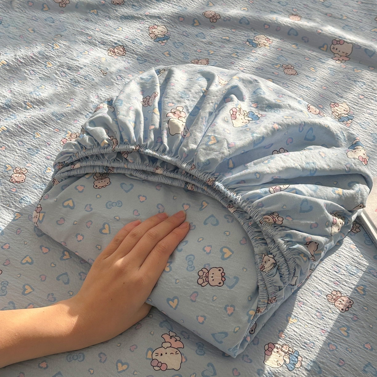 91家纺网 家纺一手货源 找家纺 （总）繁花家居 2026新款泡芙棉云感木棉邹邹纱单床笠床单单件学生床