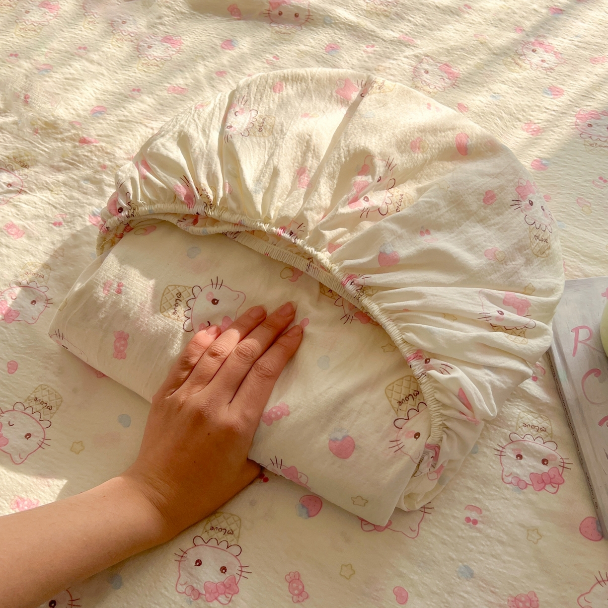 91家纺网 家纺一手货源 找家纺 （总）繁花家居 2026新款泡芙棉云感木棉邹邹纱单床笠床单单件学生床