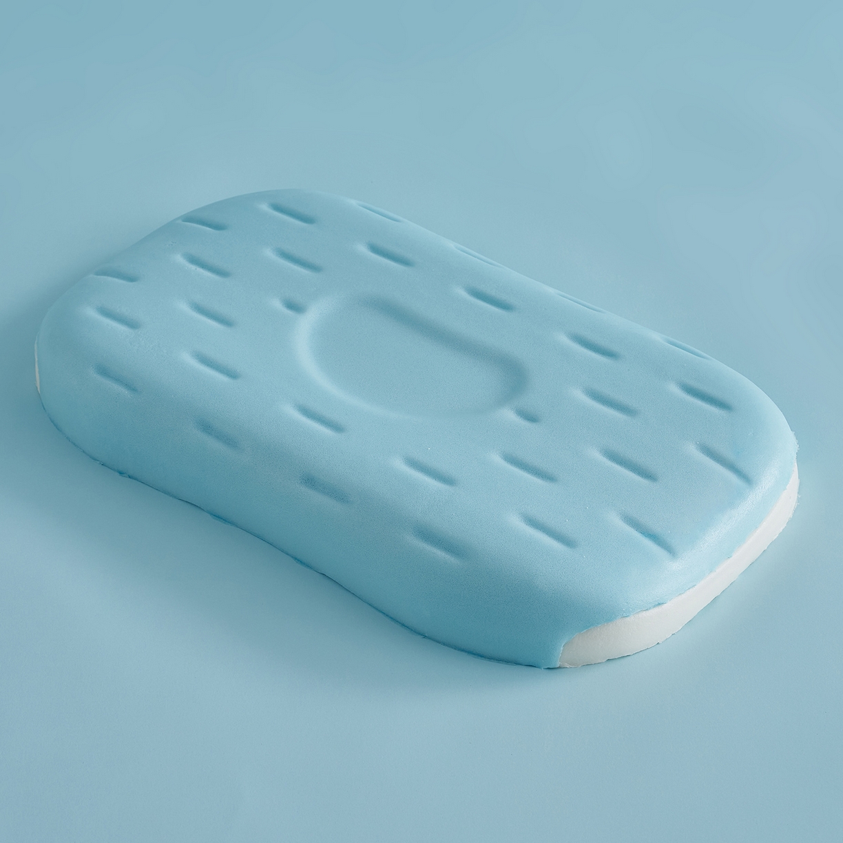 91家纺网 家纺一手货源 找家纺 鼎盛乳胶 2026新款叠云双层儿童枕枕头枕芯 蓝