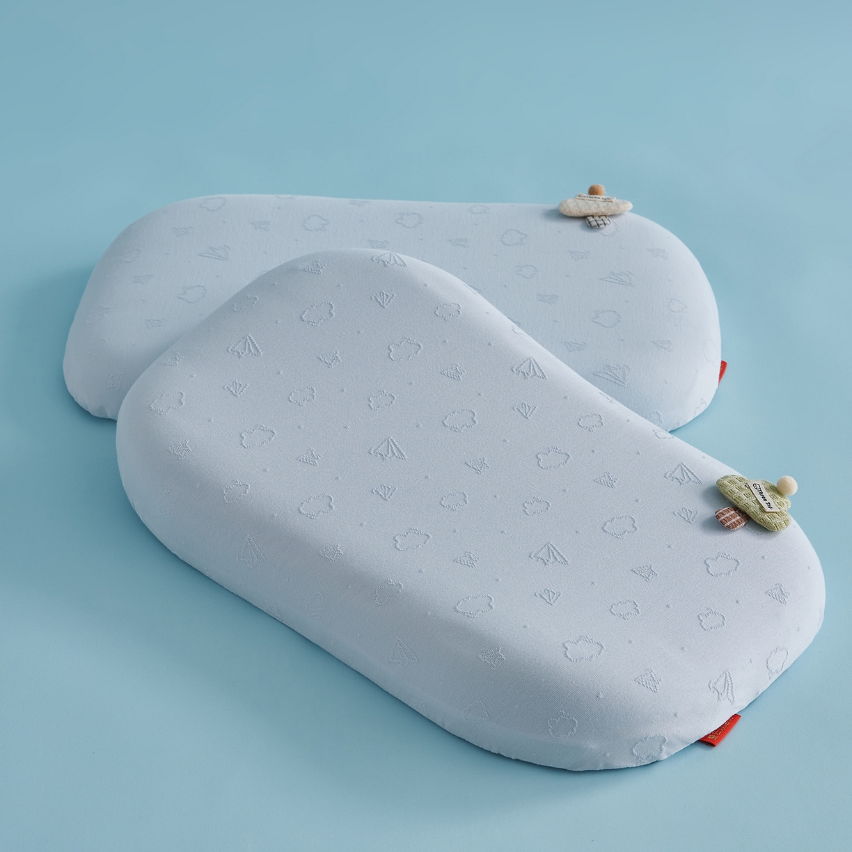 91家纺网 家纺一手货源 找家纺 鼎盛乳胶 2026新款叠云双层儿童枕枕头枕芯 蓝