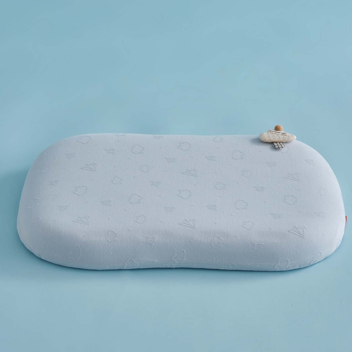 91家纺网 家纺一手货源 找家纺 鼎盛乳胶 2026新款叠云双层儿童枕枕头枕芯 蓝