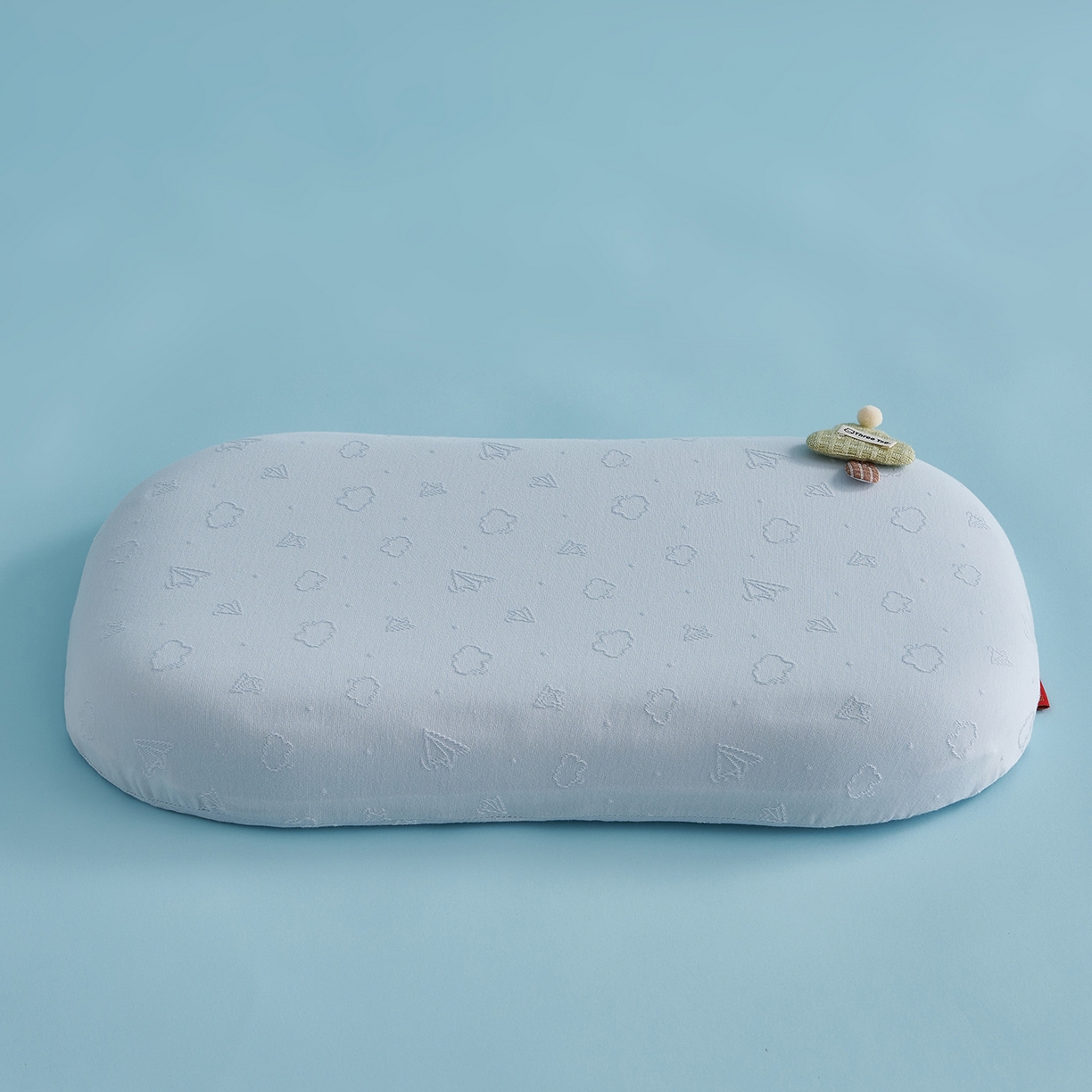 91家纺网 家纺一手货源 找家纺 鼎盛乳胶 2026新款叠云双层儿童枕枕头枕芯 蓝